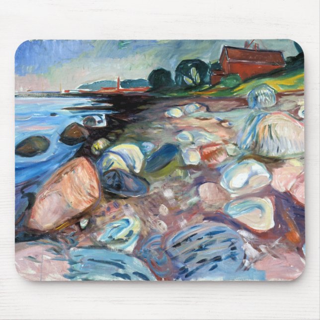 Mousepad Edvard Munch Shore com Casa Vermelha (Frente)