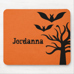 Mousepad Eerie Bats Halloween Mousepad, Orange