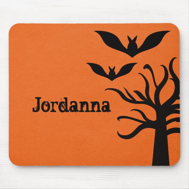 Mousepad Eerie Bats Halloween Mousepad, Orange (Frente)