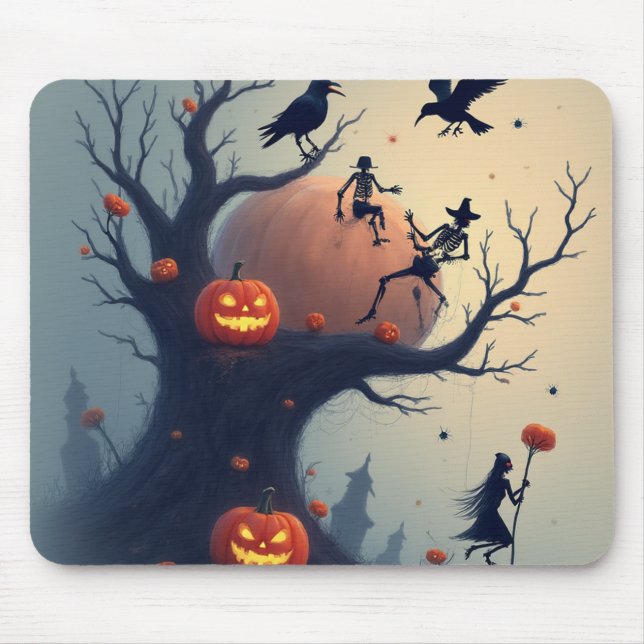 Mousepad Eerie Halloween Tree (Frente)