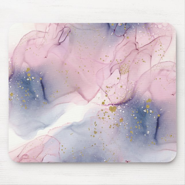 Mousepad Eetérea Periwinkle Pink & Dourado Inky Fantasy Gla (Frente)