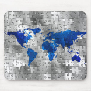 Mousepad Efeito 3D do Azul do Mar de Prata Continente