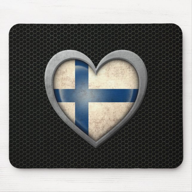 Mousepad Efeito de aço da malha da bandeira finlandesa do (Frente)