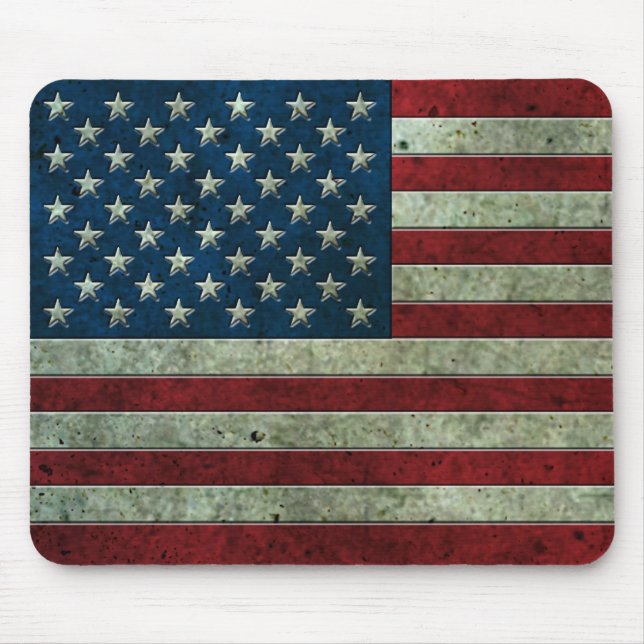 Mousepad Efeito de aço envelhecido da bandeira americana (Frente)