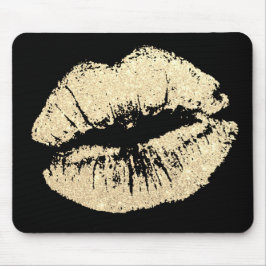 Mousepad Efeito de Brilhante Dourado Lábios Pretos