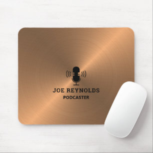 Mousepad Efeito de metal Dourado rosa, Podcaster, Podcast