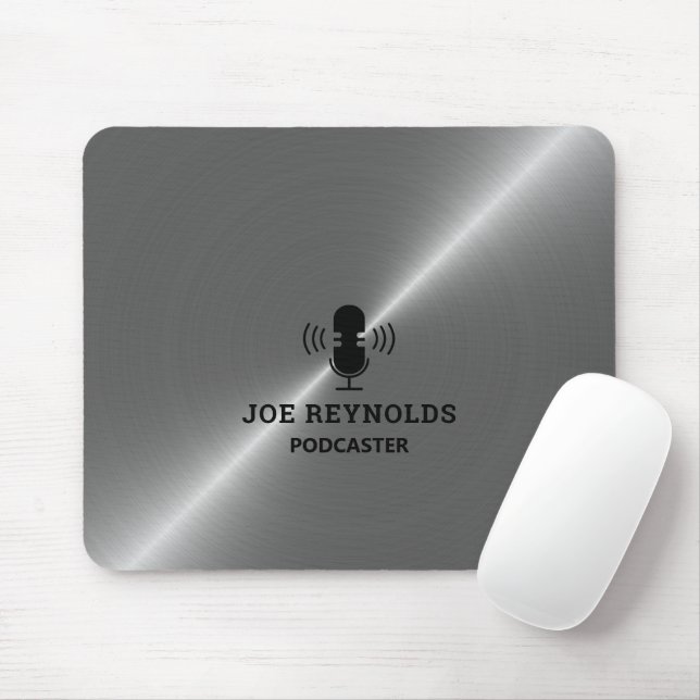 Mousepad Efeito Silver Metal, Podcaster, Podcast (Com mouse)