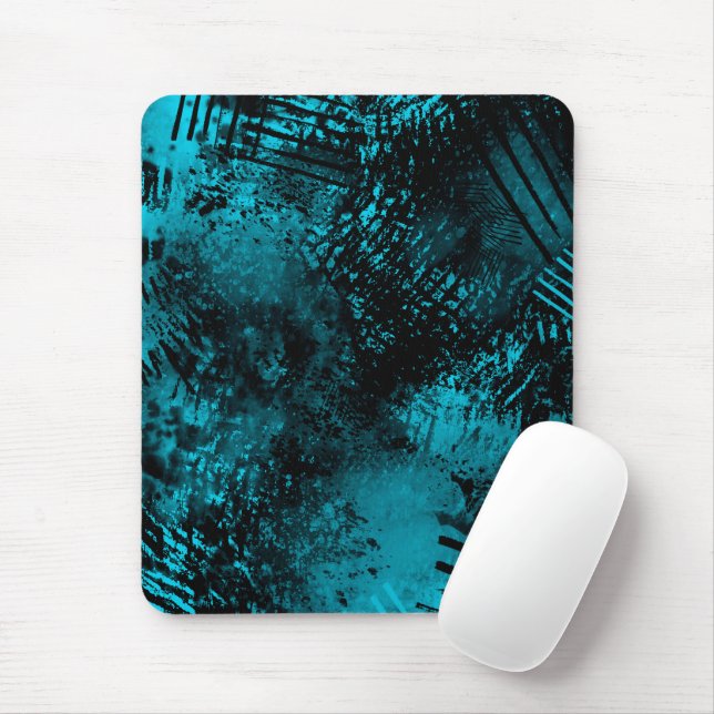 Mousepad Efeito Splatter de Tinta Azul e Preto (Com mouse)
