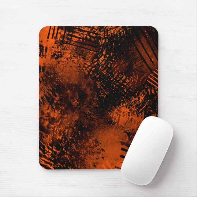Mousepad Efeito Splatter de Tinta Laranja e Preto (Com mouse)