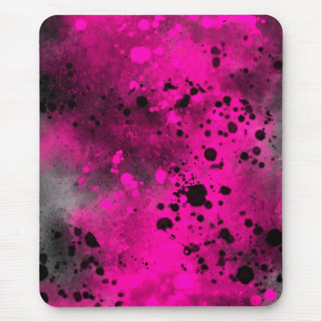 Mousepad Efeito Splatter de Tinta Rosa e Preto (Frente)