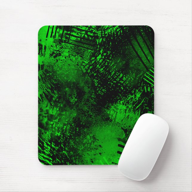 Mousepad Efeito Splatter de Tinta Verde e Preto (Com mouse)