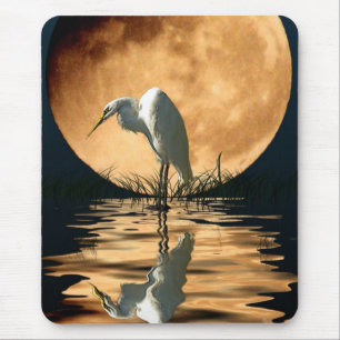 Mousepad Egret & uma lua dourada