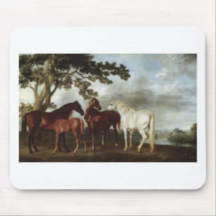 Mousepad Éguas e potros em uma paisagem George Stubbs do