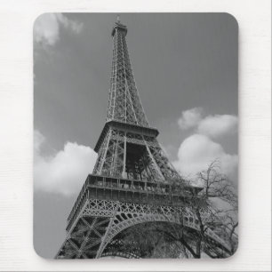 Mousepad Eiffel nebuloso em preto e branco, 2015