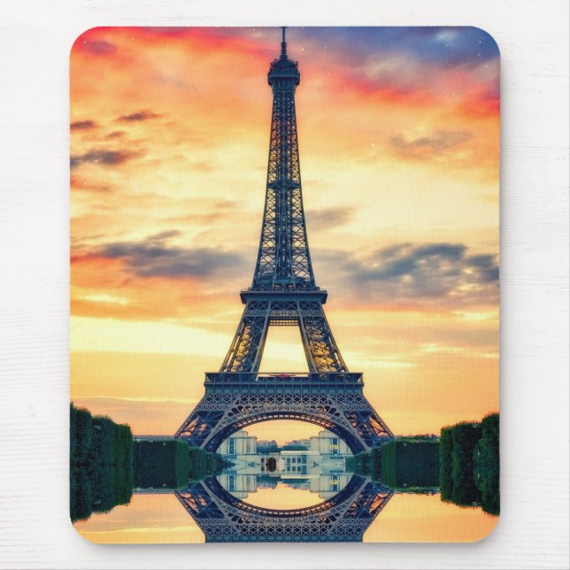 Mousepad Eiffel Tower Paris Evening European Viagem (Frente)