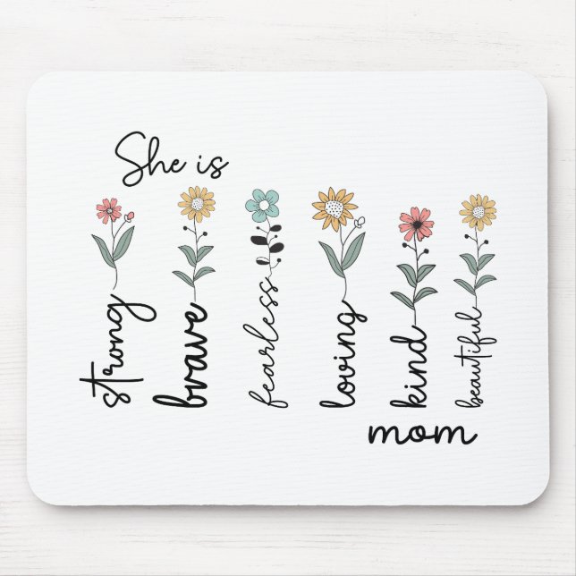 Mousepad Ela é Forte, Corajosa, Sem Medo, Dia das Mães Amor (Frente)