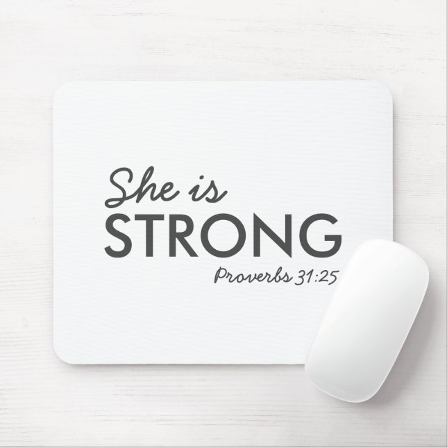 Mousepad Ela é forte | Proverbs 31:25 Christian Faith (Com mouse)