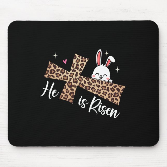 Mousepad Ele é o Leopardo Ressuscitado Cruz Coelho Dia de P (Frente)