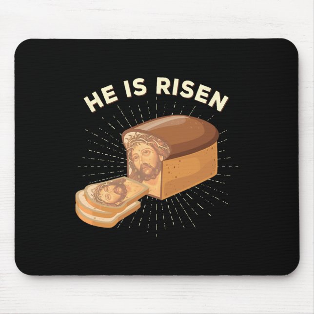 Mousepad Ele É Risen Jesus Cristo, Páscoa Pun Christian Bre (Frente)