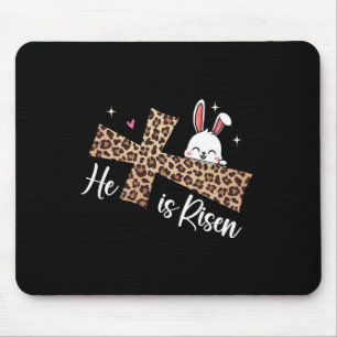 Mousepad Ele É Risen Leopard Cross Bunny Day Christi