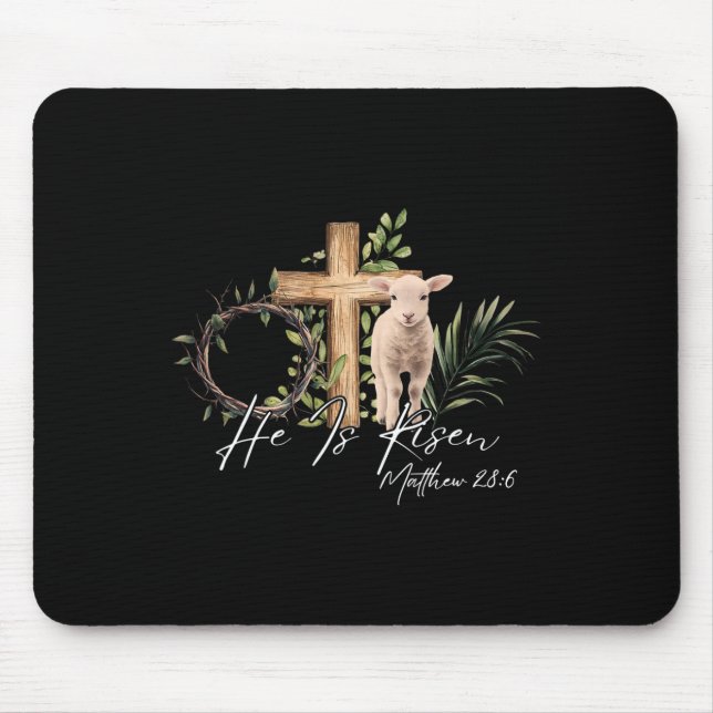 Mousepad Ele É Risen Ovelino Cruzando Jesus Gosto Cristão (Frente)