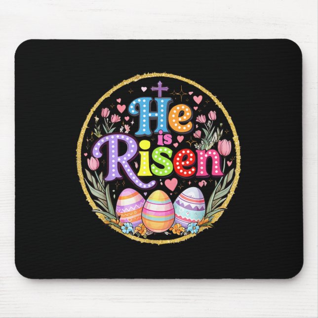 Mousepad Ele Está Risen Jesus Bíblia Cristã Verso Páscoa Wo (Frente)