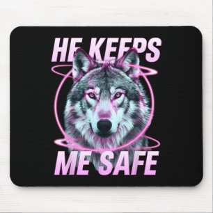 Mousepad Ele Me Mantém Seguro Lobos Dia dos Namorados Para 