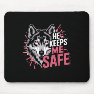 Mousepad Ele Me Mantém Seguro Lobos Dia dos Namorados Para