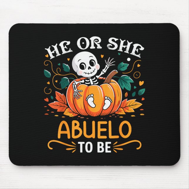 Mousepad Ele ou Ela Será Avô No Halloween Esqueleto Bebê Re (Frente)