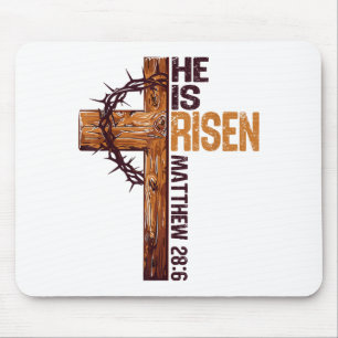 Mousepad Ele Ressuscitou Cruz Cristã Jesus Versículo Bíblic