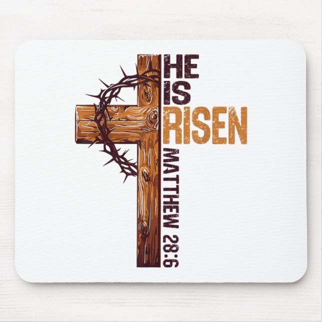 Mousepad Ele Ressuscitou Cruz Cristã Jesus Versículo Bíblic (Frente)