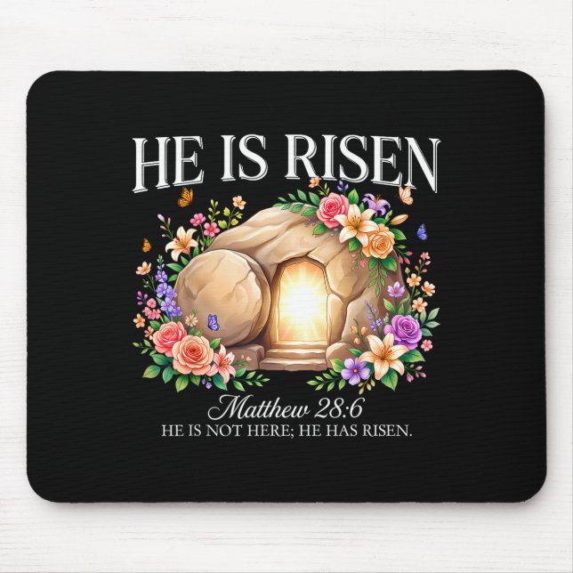 Mousepad Ele ressuscitou religioso cristão páscoa jesus par (Frente)
