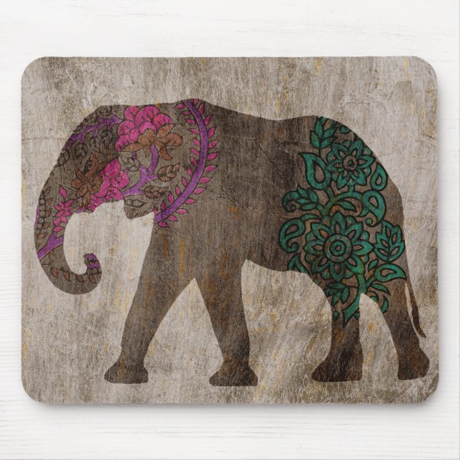 Mousepad Elefante Asiático Tribal Zen (Frente)