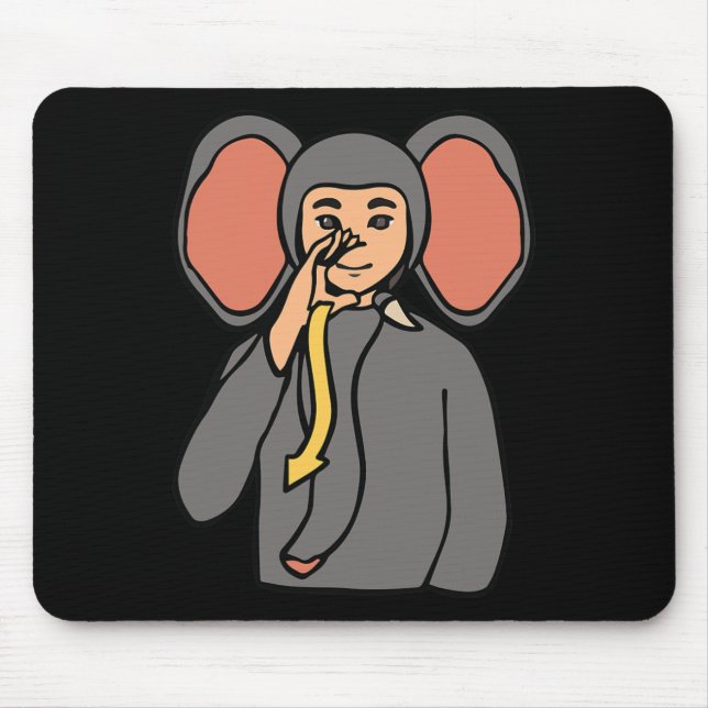 Mousepad Elefante ASL Gesto de Mão Surda Perda de Audição A (Frente)