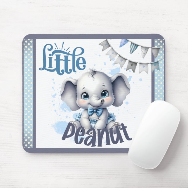 Mousepad Elefante Azul Doce - Pequeno amendoim (Com mouse)