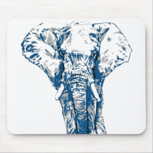 Mousepad Elefante Azul - Estilo de Arte Pop e Posterizado