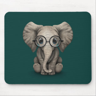 Mousepad Elefante bonito do bebê com a cerceta dos vidros