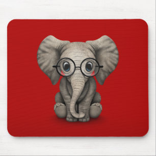 Mousepad Elefante bonito do bebê com os vidros de leitura