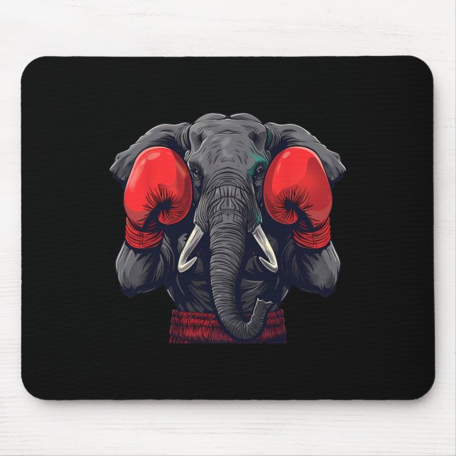 Mousepad Elefante Boxeador Com Luvas de Boxe Kickboxing Eng (Frente)
