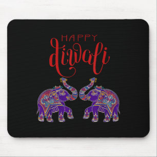 Mousepad Elefante Colorido Feliz Deepavali Diwali Para Hind