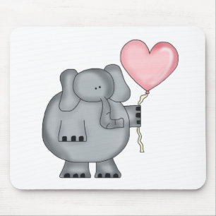 Mousepad Elefante com balão do coração
