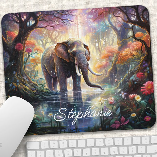 Mousepad Elefante da Floresta Encantada Personalizado (Criador carregado)