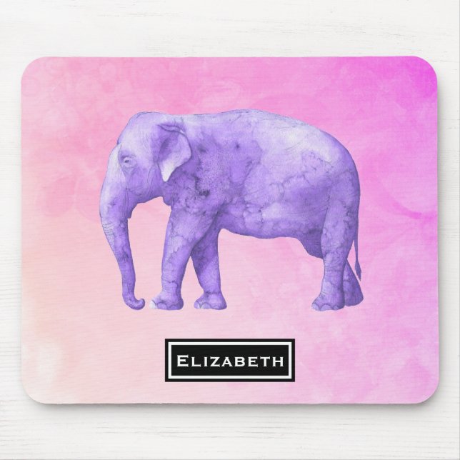 Mousepad Elefante de Aquarela Puro Personalizado (Frente)