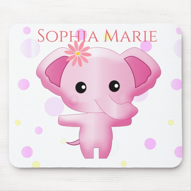 Mousepad Elefante De Bebê Rosa Bonito (Frente)
