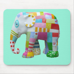 Mousepad Elefante de brinquedo bonito, branco, colorido