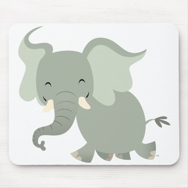 Mousepad Elefante de Cartoon de Feliz Bonita (Frente)