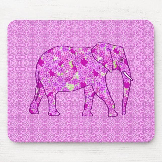 Mousepad Elefante de flor - orquídea e magenta (Frente)