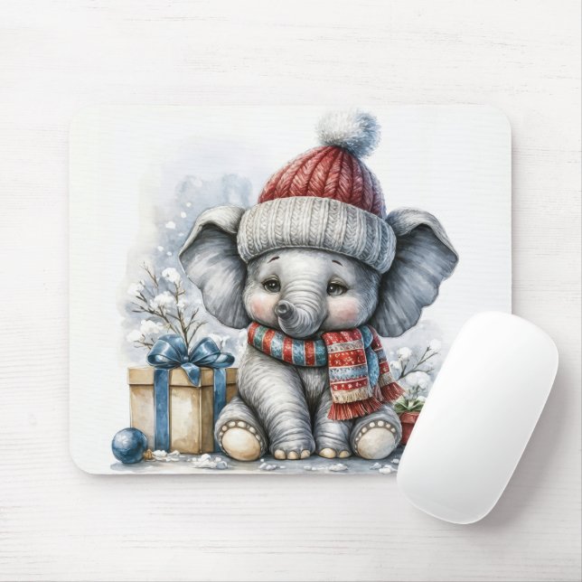 Mousepad Elefante De Natal Com Presentes (Com mouse)