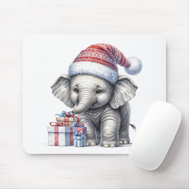 Mousepad Elefante De Natal Com Presentes (Com mouse)