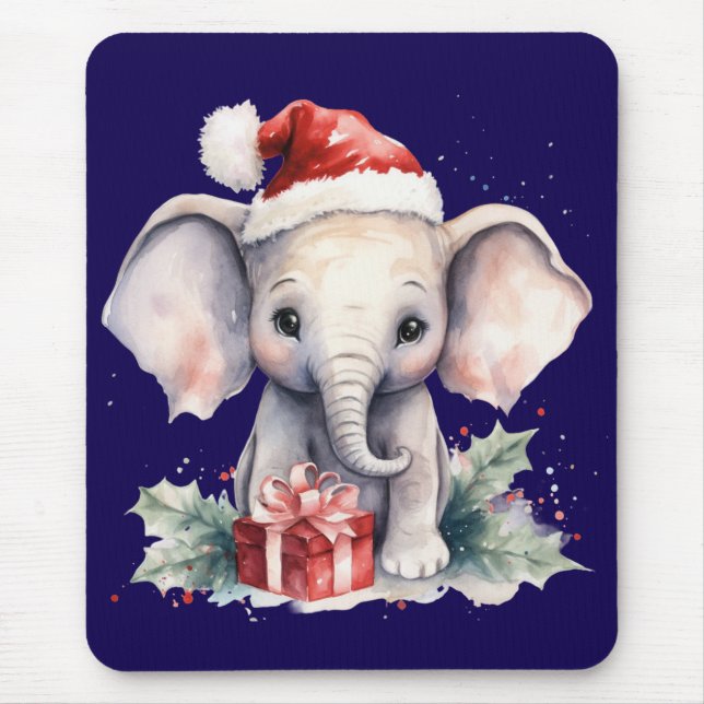 Mousepad Elefante de Natal Fofo (Frente)